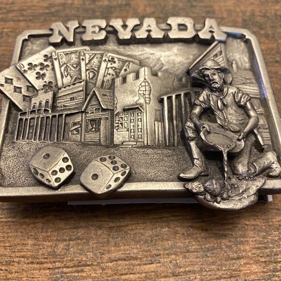 Siskiyou Las Vegas Nevada H-20 Cast Iron Belt Buckle - Picture 13 of 13